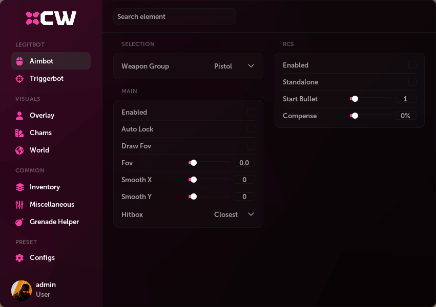 CW Cheat Menu - Aimbot Settings